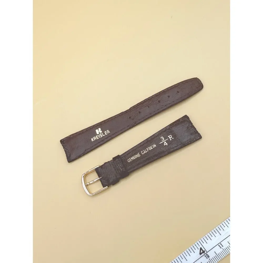 19mm KREISLER Braided Calfskin NOS Vintage Watch Band & Gold-Tone Buckle